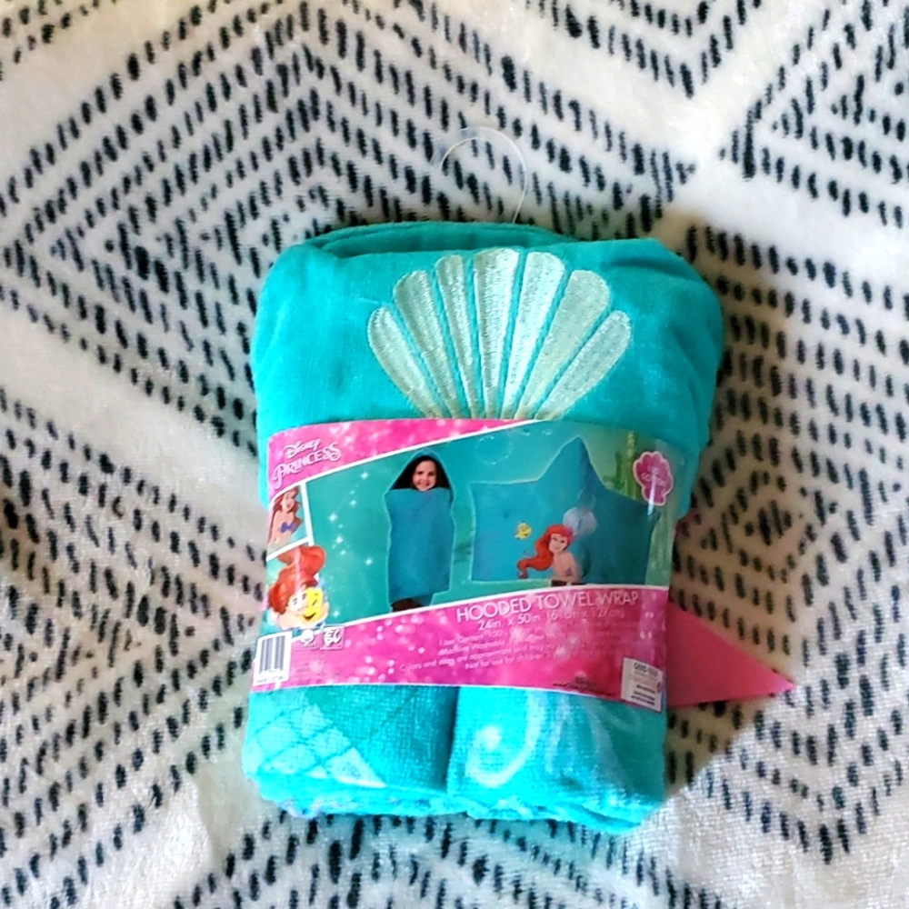 Disney Little Mermaid hooded towel wrap Size 24in x 50in